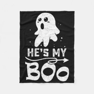 Hes My Boo Cute Matching Couple Halloween Costume Fleece Blanket