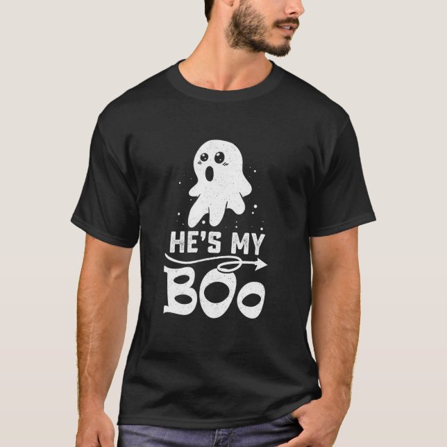 Hes My Boo Cute Matching Couple Halloween Costume T-Shirt (Front)