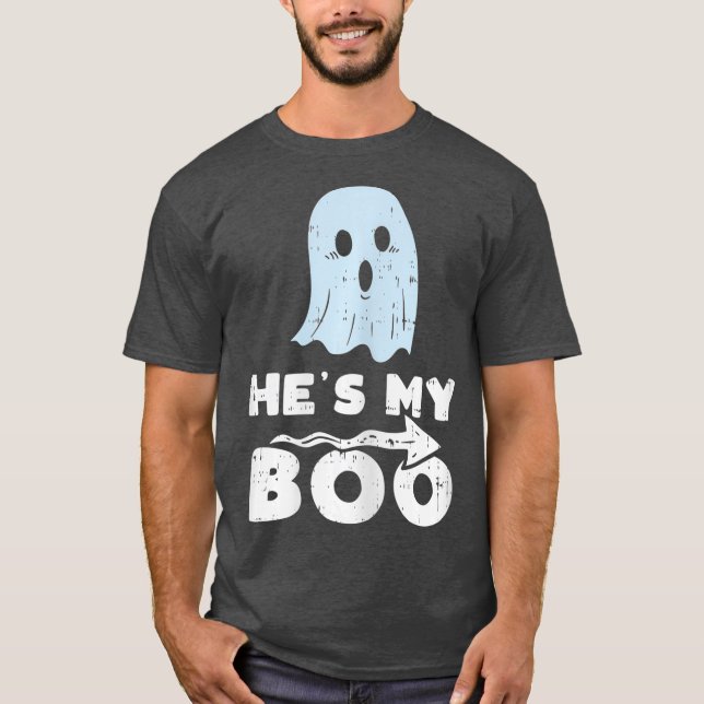 Hes My Boo Cute Matching Couple Halloween T-Shirt (Front)
