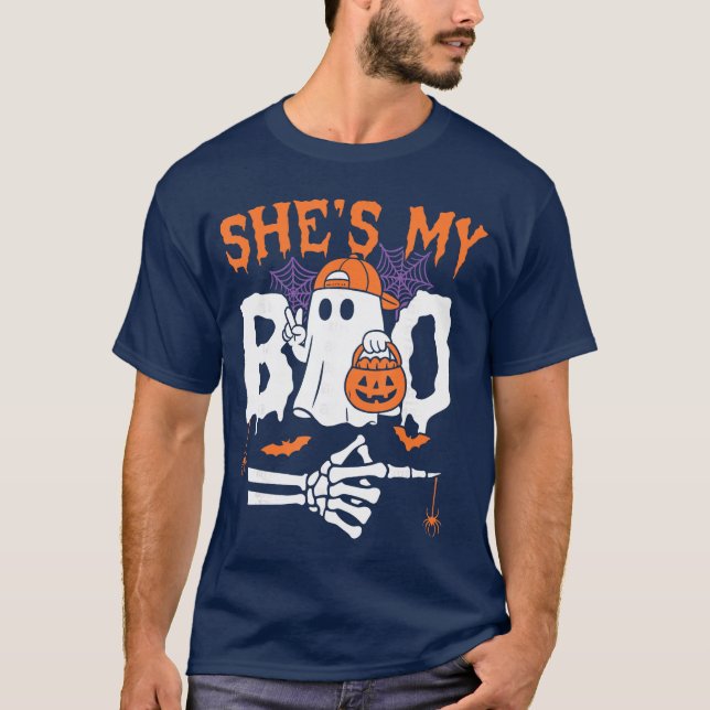 Hes My Boo Matching Couple Halloween Funny Shes My T-Shirt (Front)