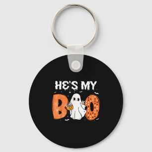 He's My Boo Matching Halloween Couples She's My Bo Key Ring