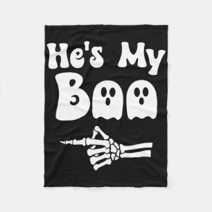 He's My Boo Matching Halloween Pajama Couples He's Fleece Blanket