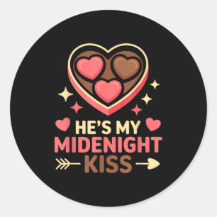 He's My Midnight Kiss Happy New Year Matching Coup Classic Round Sticker