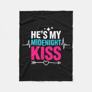 He's My Midnight Kiss Happy New Year Matching Coup Fleece Blanket