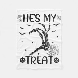 Hes My Treat Matching Couples Skeleton Halloween C Fleece Blanket