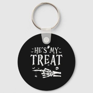 He's My Treat Skeleton Hand Funny Halloween Costum Key Ring