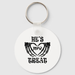 He's My Treat Skeleton Hand Funny Halloween Costum Key Ring