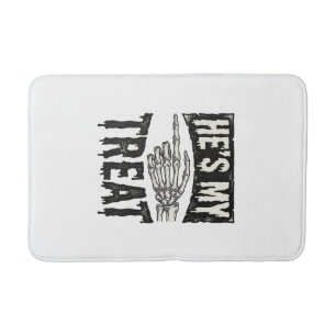 He's My Treat Skeleton Hand Halloween Shirt Design Bath Mat