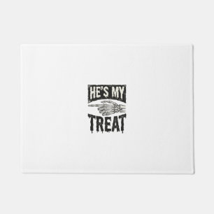 He's My Treat Skeleton Hand Halloween Shirt Design Doormat