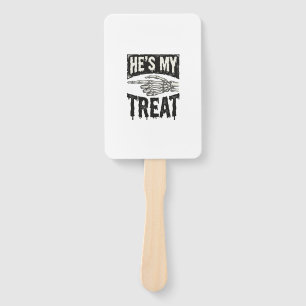 He's My Treat Skeleton Hand Halloween Shirt Design Fan