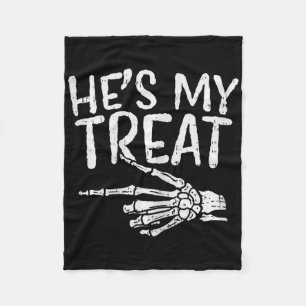 Hes My Treat Skeleton Matching Couple Halloween Co Fleece Blanket