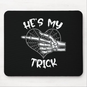 He's My Trick Fun Halloween Matching Couple Girlfr Mouse Pad