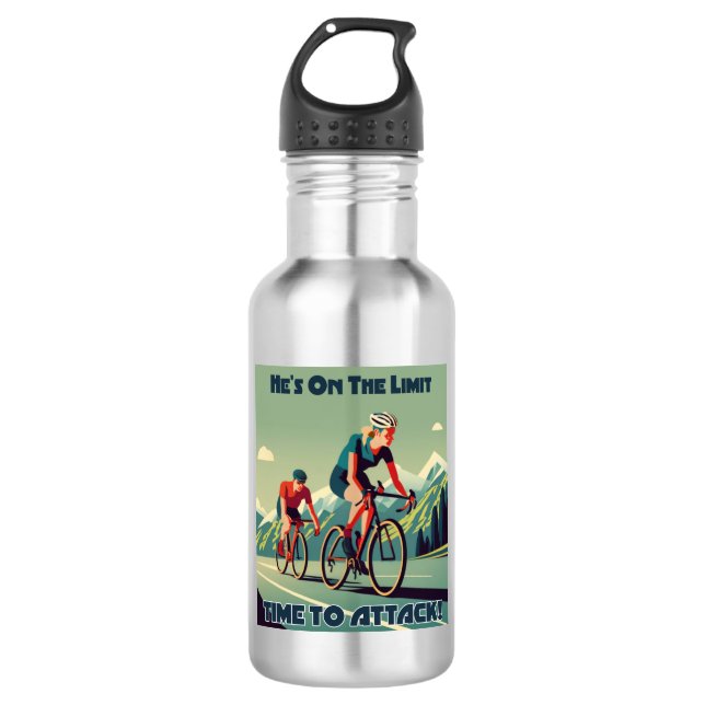 He's On The Limit Time To Attack Women's Cycling 532 Ml Water Bottle (Front)