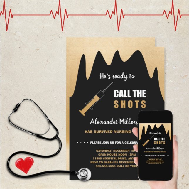 He's Ready to Call the Shots nurse graduation Invitation (Creator Uploaded)
