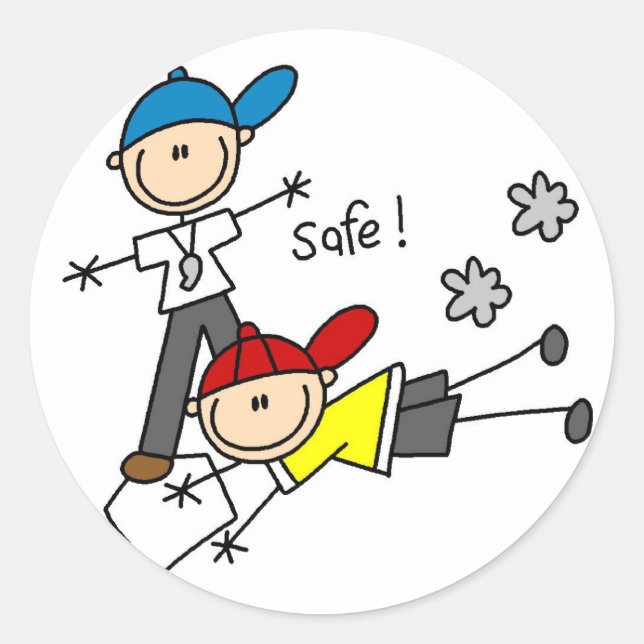 He's Safe Baseball Sticker (Front)