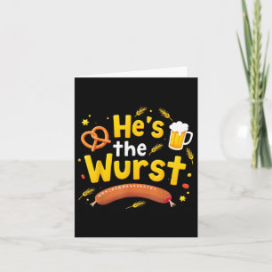 Hes The Wurst Funny Couples Matching Pun Joke  Card
