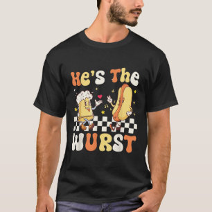 Hes The Wurst Retro Sausage Beer Gift For Party  T-Shirt
