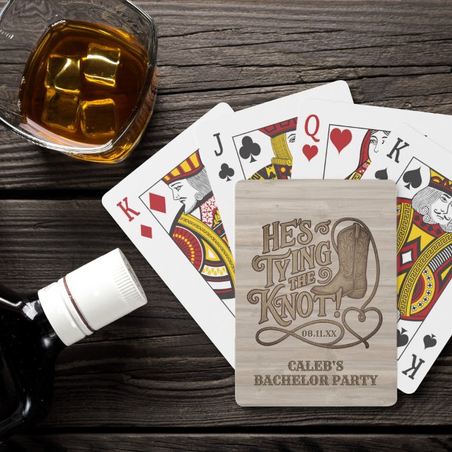 He's Tying the Knot Rustic Cowboy Bachelor Party Playing Cards (Creator Uploaded)
