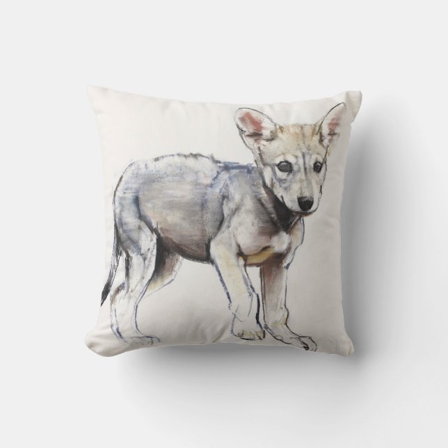 Hesitating Arabian Wolf Pup 2009 Cushion (Front)