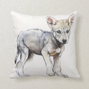 Hesitating Arabian Wolf Pup 2009 Cushion