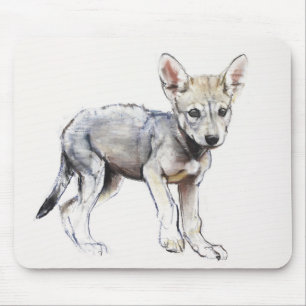 Hesitating Arabian Wolf Pup 2009 Mouse Pad