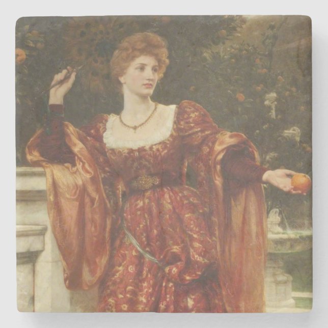 Hesperia (by Frank Dicksee) Stone Coaster (Front)