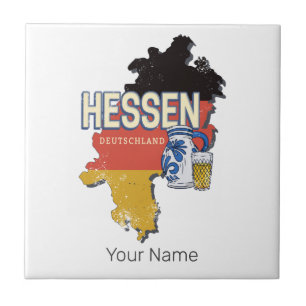 Hesse Germany Retro State Map Vintage Jug Souvenir Ceramic Tile