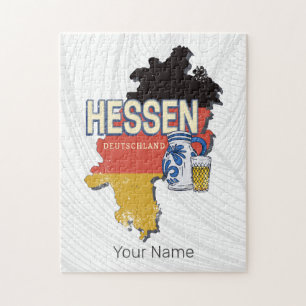 Hesse Germany Retro State Map Vintage Jug Souvenir Jigsaw Puzzle
