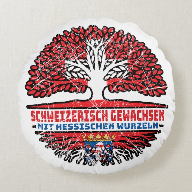 Hessen Hessisch Schweizer Schweiz Baum Wurzel Round Cushion (Front)