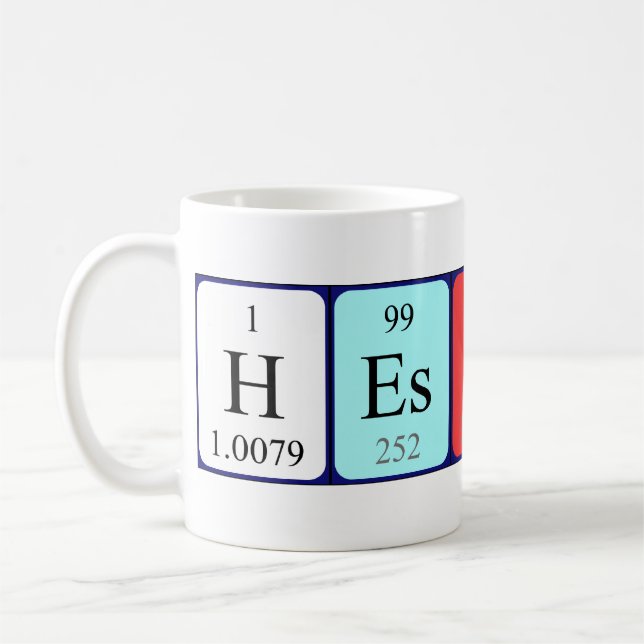 Hesther periodic table name mug (Left)