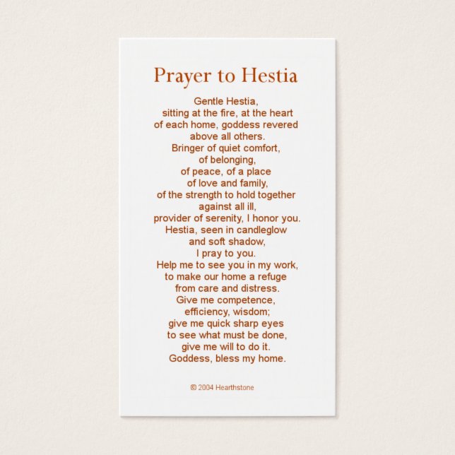 Hestia Prayer Card (Front)