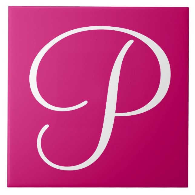 Hex cc0066 Colour Number Monogram Ceramic Tile (Front)