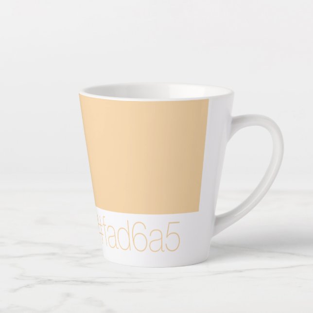 Hex FAD6A5 Warm Pale Orange Peach Minimalist Latte Mug (Right)