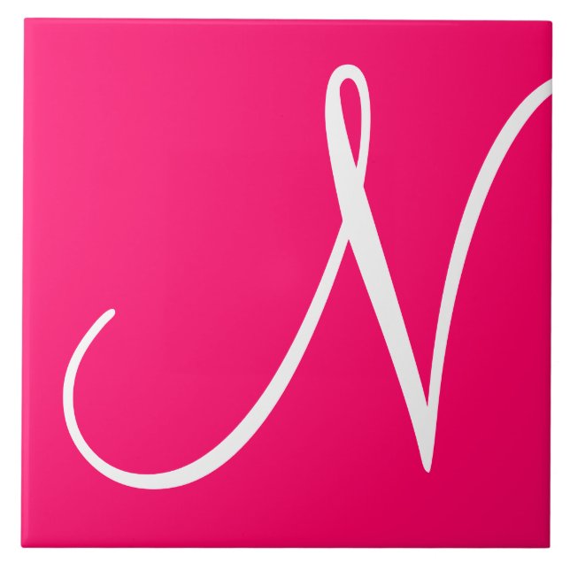 Hex ff0066 Colour Number Monogram Ceramic Tile (Front)