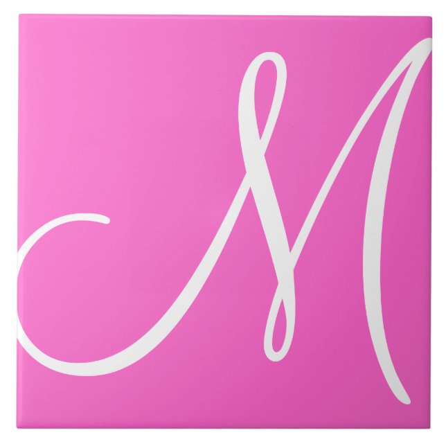 Hex ff66cc Colour Number Monogram Ceramic Tile (Front)