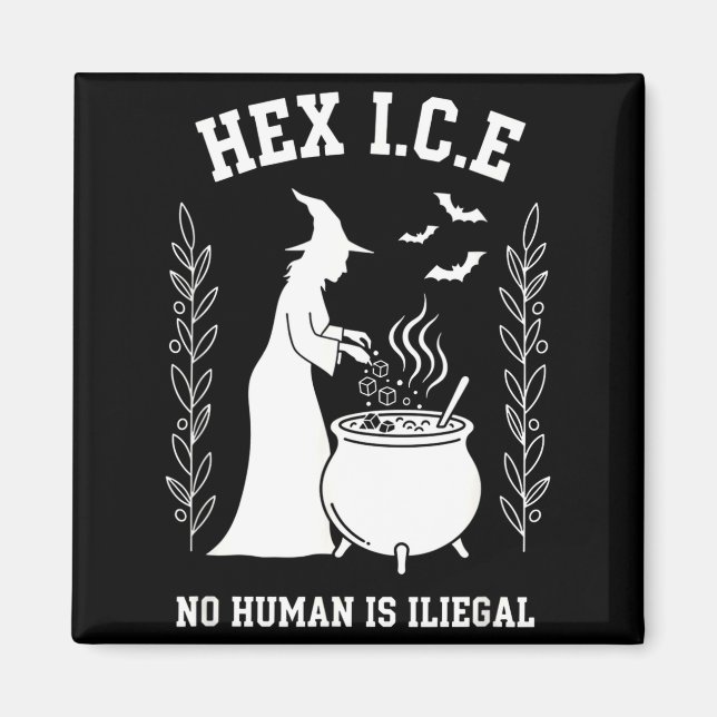 Hex ice witch cauldron halloween human is illegal magnet (Front)