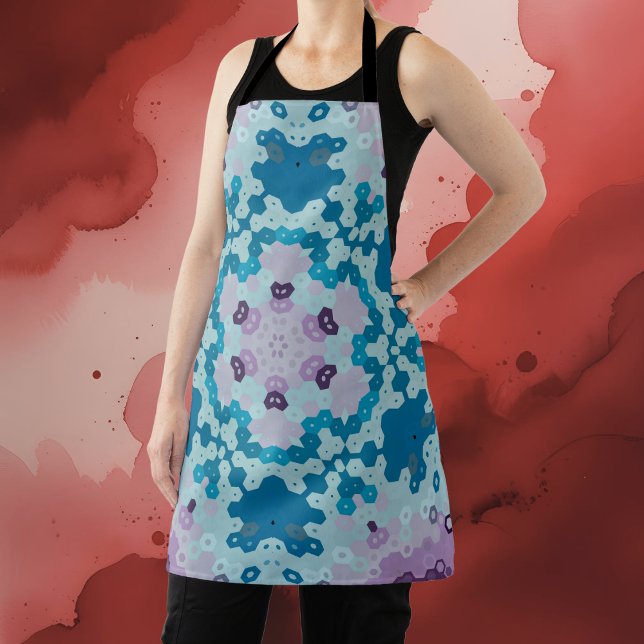 Hex Mandala Blue and Purple Apron (Creator Uploaded)