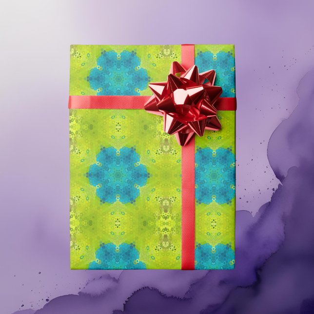 Hex Mandala Green and Blue Wrapping Paper (Creator Uploaded)