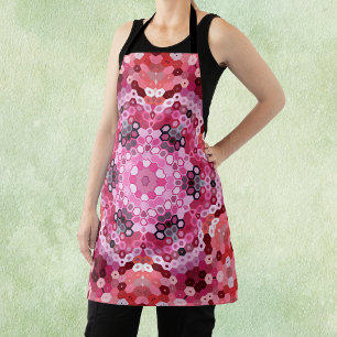 Hex Mandala Pink Red and White Apron