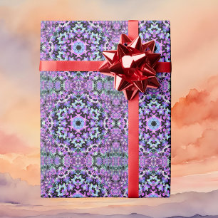 Hex Mandala Purple Pink and Blue Wrapping Paper