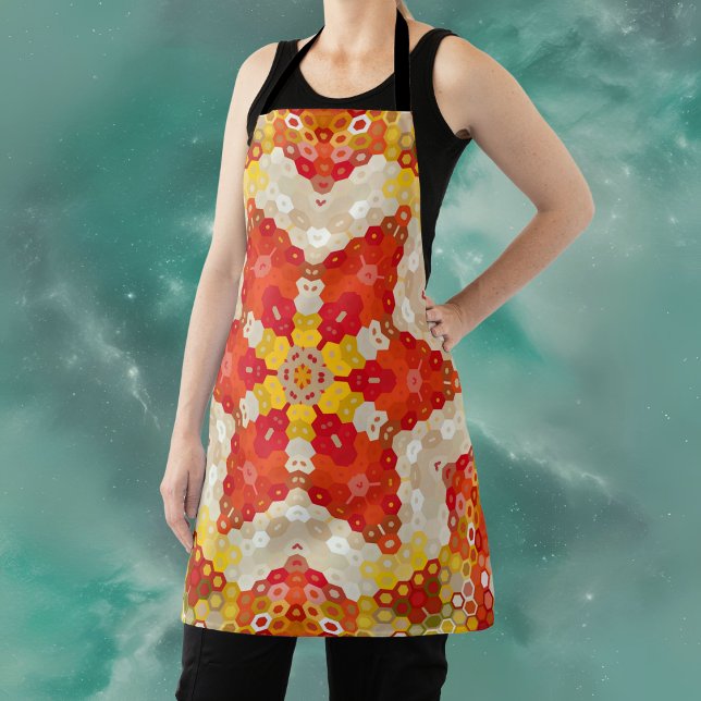 Hex Mandala Red and Yellow Apron (Creator Uploaded)