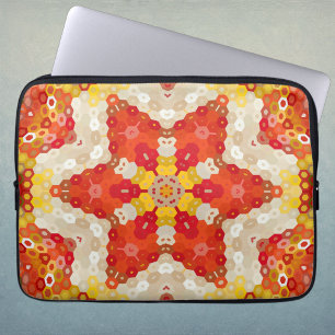Hex Mandala Red and Yellow Laptop Sleeve