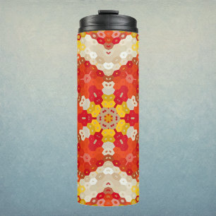 Hex Mandala Red and Yellow Thermal Tumbler