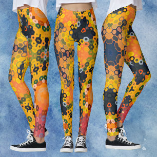 Hex Mandala Yellow and Orange Leggings