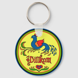 Hex Sign Welcome Bird Key Ring