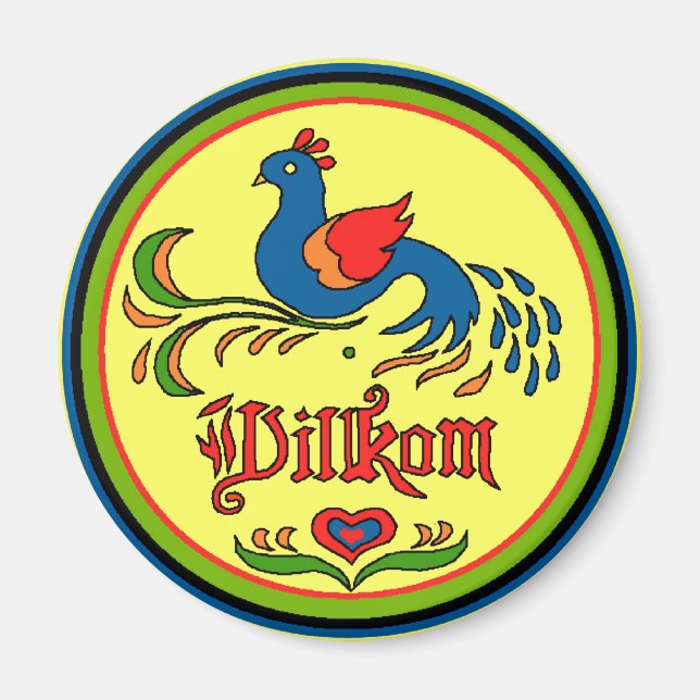 Hex Sign Welcome Bird Magnet (Front)