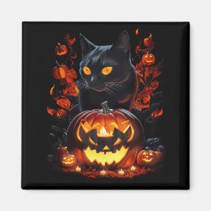 Hex, the Halloween black cat T-shirt Magnet