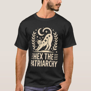 Hex The Patriarchy Cat Design Feminist Retro Aesth T-Shirt