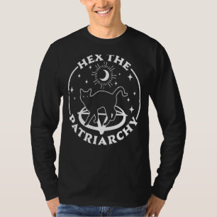 Hex The Patriarchy Feminist Witch Halloween Cat Go T-Shirt