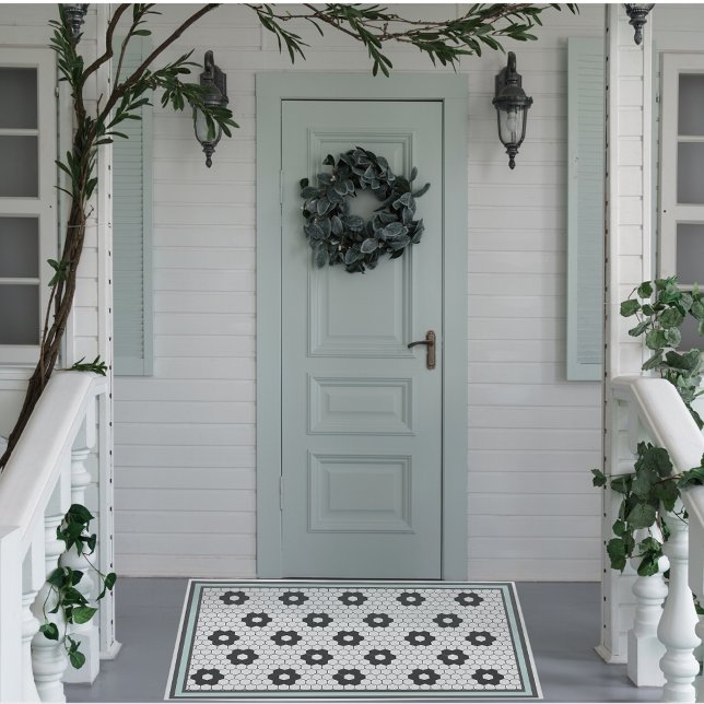 Hex tile design mint baby blue doormat (Creator Uploaded)